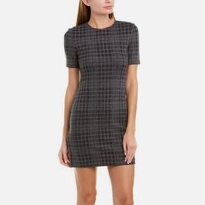 Theory Rijik SS Structured Knit Plaid Sheath Dress